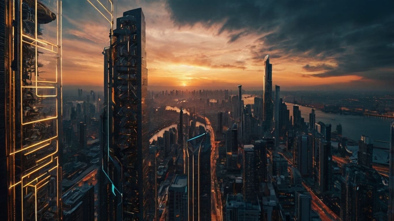 paul simroth; article banner blockchain trends 2025 and beyond; futuristic city of the future